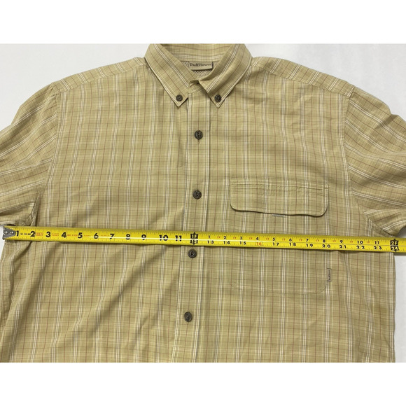 Ruff Hewn Men's Shirt Large Long Sleeve Tan Plaid Button Up Lightweight - Picture 9 of 11